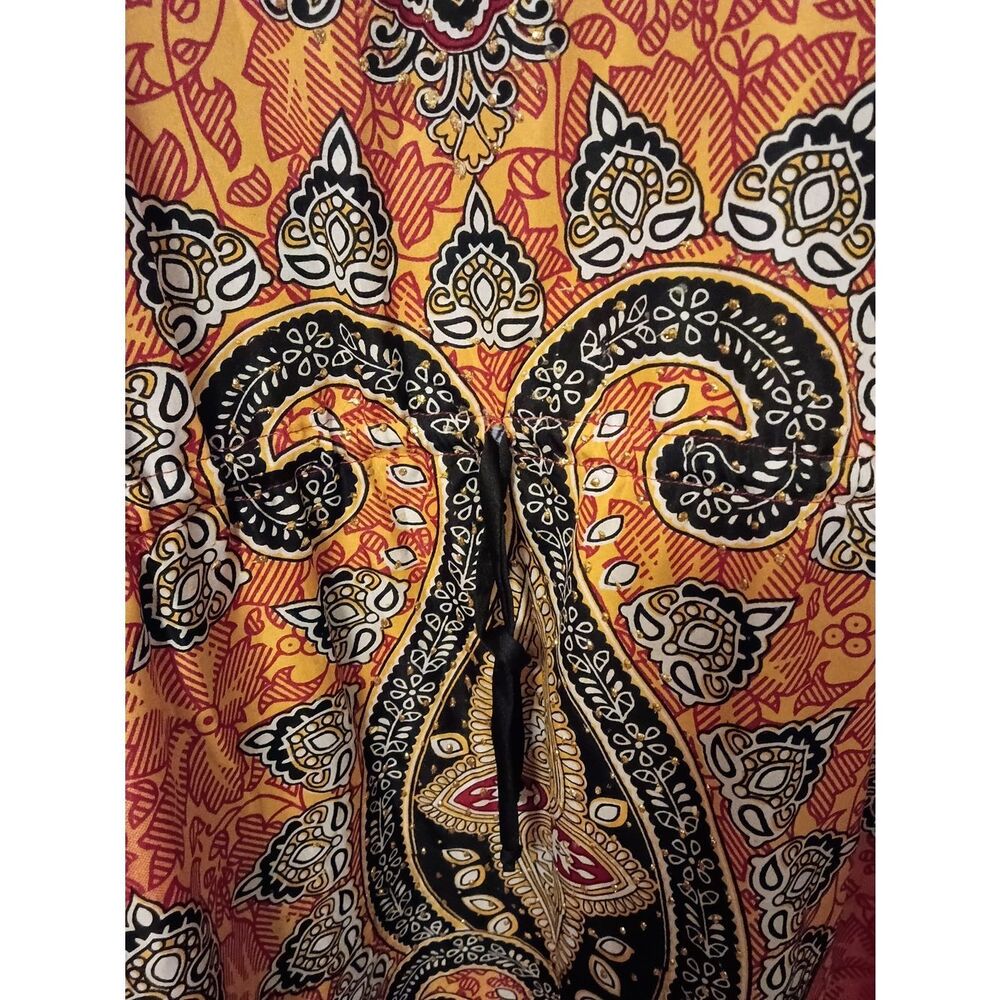 Bold Red & Orange Paisley Maxi Kaftan - Picture 3 of 5